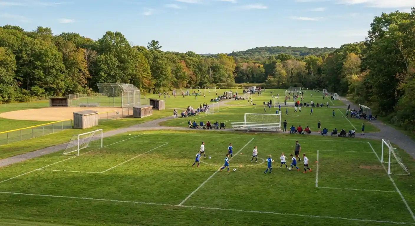 Gardner-Seveney Sports Complex with soccer and baseball fields in Portsmouth, Rhode Island