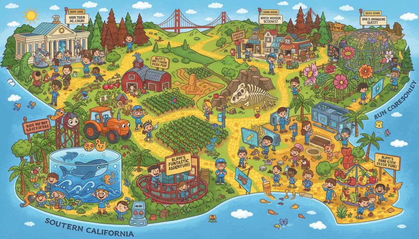 list of places blippi visits in california