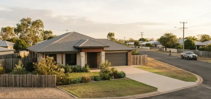 Australian regional home in a residential neighborhood in Blackwater, Queensland