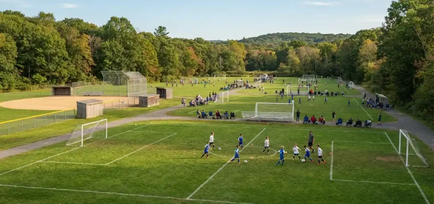 Gardner-Seveney Sports Complex with soccer and baseball fields in Portsmouth, Rhode Island