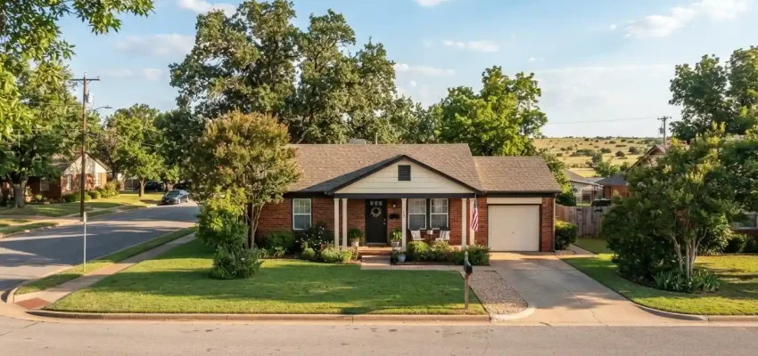 A residential home on a quiet street in Watonga, Oklahoma